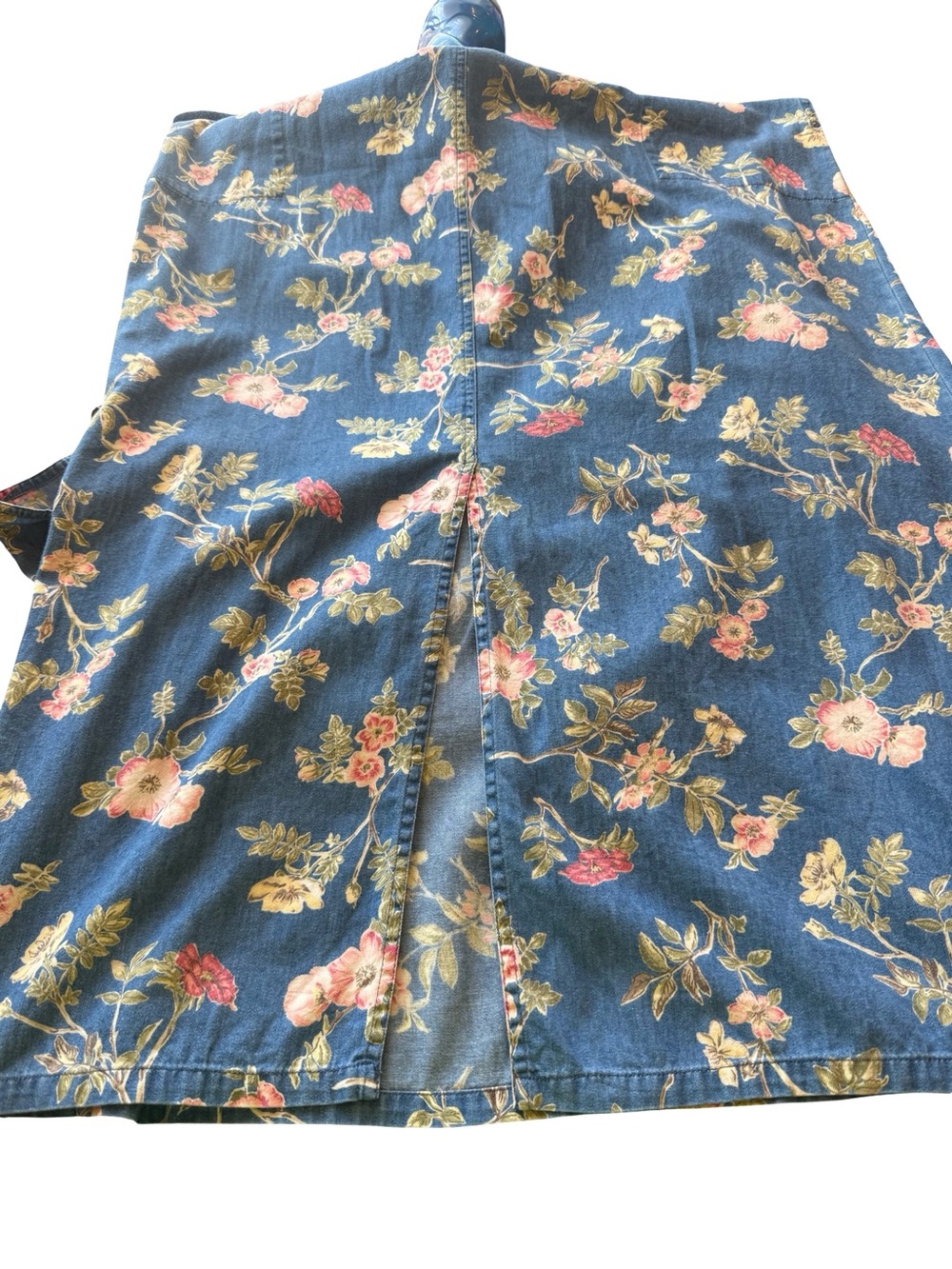 Vintage Liz Claiborne Floral Denim Maxi Shirt Dress Cottagecore Size 14 - Picture 7 of 8